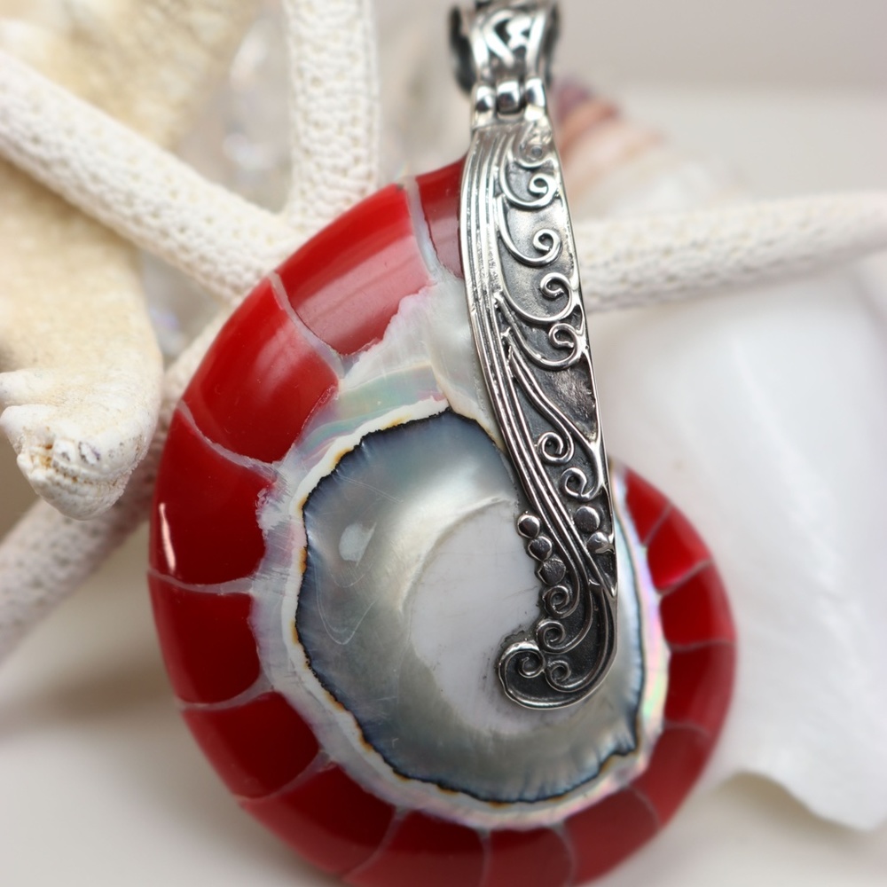 New! Sterling Silver Embellished Seashell Pendants - Picture 16 of 16